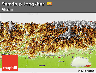 Physical 3D Map of Samdrup Jongkhar