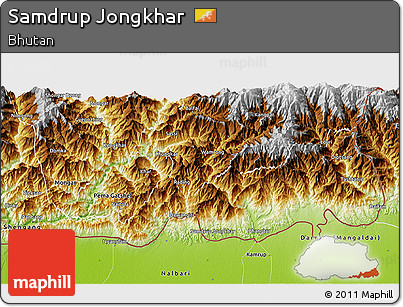 Physical 3D Map of Samdrup Jongkhar