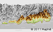 Physical 3D Map of Samdrup Jongkhar, lighten, desaturated