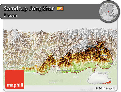 Physical 3D Map of Samdrup Jongkhar, lighten