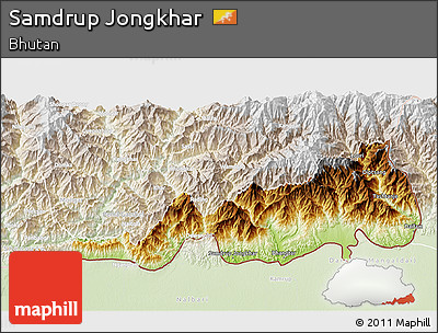 Physical 3D Map of Samdrup Jongkhar, lighten