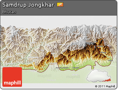 Physical 3D Map of Samdrup Jongkhar, lighten