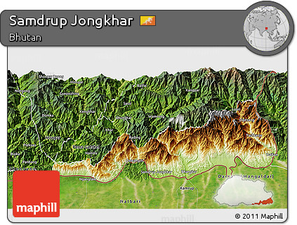 Physical 3D Map of Samdrup Jongkhar, satellite outside