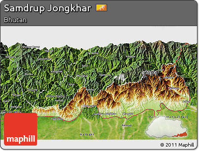 Physical 3D Map of Samdrup Jongkhar, satellite outside