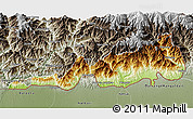 Physical 3D Map of Samdrup Jongkhar, semi-desaturated