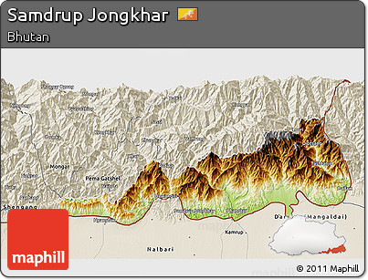 Physical 3D Map of Samdrup Jongkhar, shaded relief outside