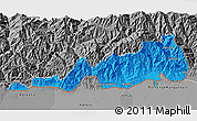 Political 3D Map of Samdrup Jongkhar, desaturated