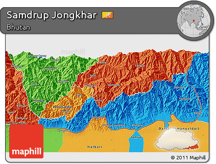 Political 3D Map of Samdrup Jongkhar