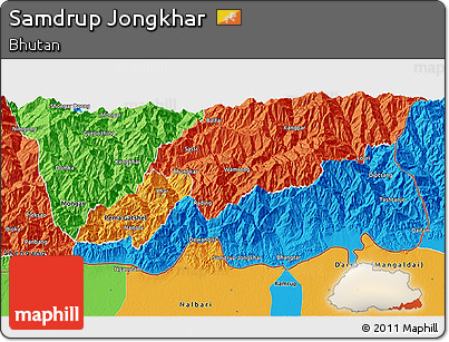 Political 3D Map of Samdrup Jongkhar