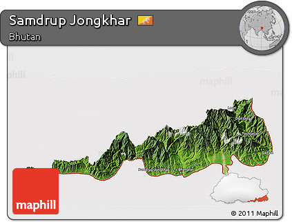 Satellite 3D Map of Samdrup Jongkhar, cropped outside