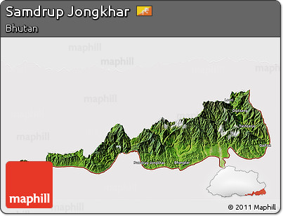 Satellite 3D Map of Samdrup Jongkhar, cropped outside