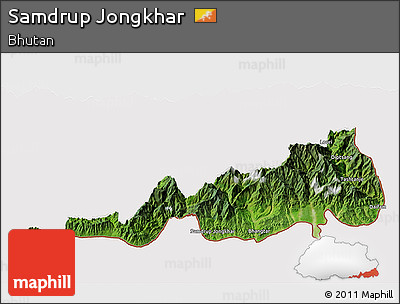 Satellite 3D Map of Samdrup Jongkhar, cropped outside