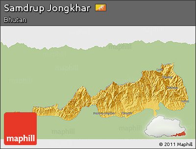 Savanna Style 3D Map of Samdrup Jongkhar, single color outside