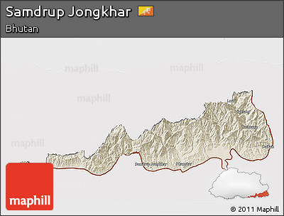 Shaded Relief 3D Map of Samdrup Jongkhar, cropped outside