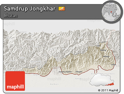 Shaded Relief 3D Map of Samdrup Jongkhar, lighten