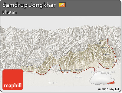 Shaded Relief 3D Map of Samdrup Jongkhar, lighten