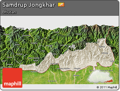 Shaded Relief 3D Map of Samdrup Jongkhar, satellite outside
