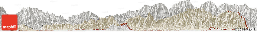 Shaded Relief Horizon Map of Samdrup Jongkhar, lighten, semi-desaturated