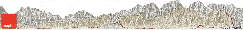 Shaded Relief Horizon Map of Samdrup Jongkhar, semi-desaturated