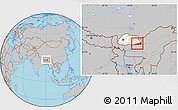 Gray Location Map of Samdrup Jongkhar, highlighted country, within the entire country