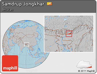 Gray Location Map of Samdrup Jongkhar, hill shading