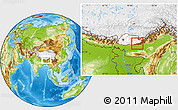 Physical Location Map of Samdrup Jongkhar, highlighted country, within the entire country