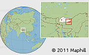 Savanna Style Location Map of Samdrup Jongkhar, highlighted country, within the entire country