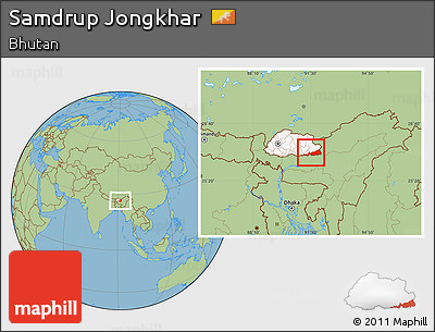 Savanna Style Location Map of Samdrup Jongkhar, highlighted country