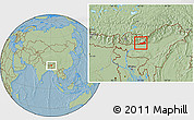 Savanna Style Location Map of Samdrup Jongkhar, hill shading