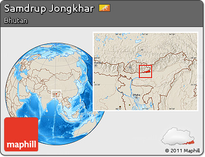 Shaded Relief Location Map of Samdrup Jongkhar