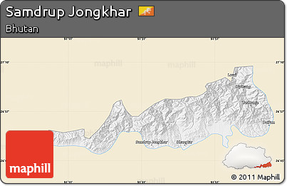 Classic Style Map of Samdrup Jongkhar, single color outside