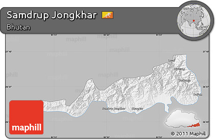 Gray Map of Samdrup Jongkhar, single color outside