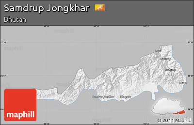 Gray Map of Samdrup Jongkhar, single color outside