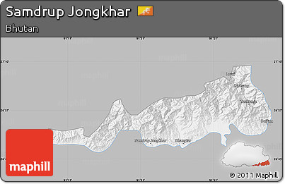 Gray Map of Samdrup Jongkhar, single color outside