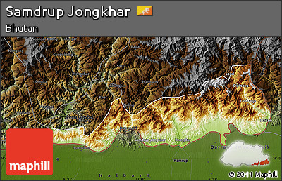 Physical Map of Samdrup Jongkhar, darken