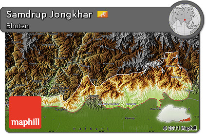Physical Map of Samdrup Jongkhar, darken