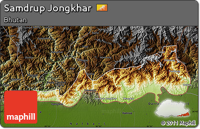 Physical Map of Samdrup Jongkhar, darken