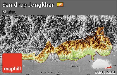 Physical Map of Samdrup Jongkhar, desaturated