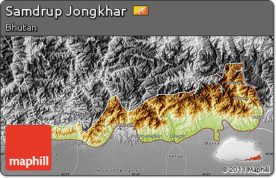 Physical Map of Samdrup Jongkhar, desaturated