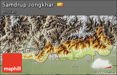 Physical Map of Samdrup Jongkhar, semi-desaturated