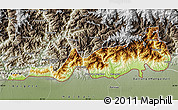 Physical Map of Samdrup Jongkhar, semi-desaturated