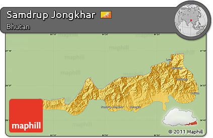 Savanna Style Map of Samdrup Jongkhar, single color outside