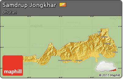 Savanna Style Map of Samdrup Jongkhar, single color outside