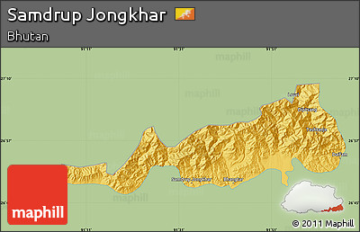 Savanna Style Map of Samdrup Jongkhar, single color outside