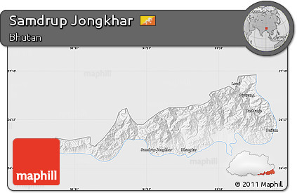Silver Style Map of Samdrup Jongkhar, single color outside