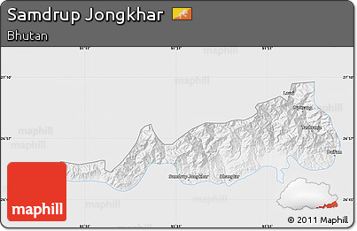 Silver Style Map of Samdrup Jongkhar, single color outside