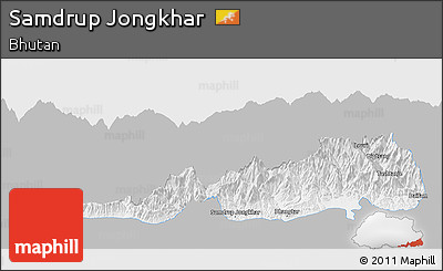 Gray Panoramic Map of Samdrup Jongkhar, single color outside