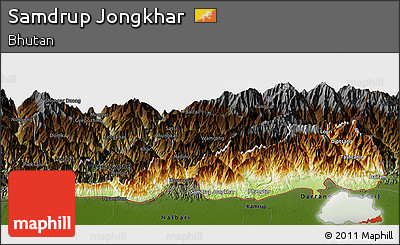 Physical Panoramic Map of Samdrup Jongkhar, darken