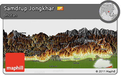 Physical Panoramic Map of Samdrup Jongkhar, darken