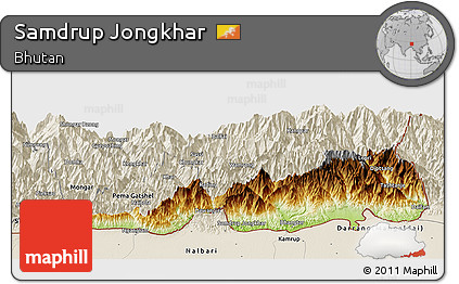 Physical Panoramic Map of Samdrup Jongkhar, shaded relief outside